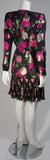 VICKY TIEL Black Silk Floral Pleated Chiffon Skirt Suit Size Small