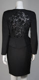 VICKY TIEL 3 pc Black Silk Skirt Suit with Lace Back Panel Size Small