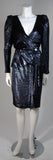 VICKY TIEL Navy Silk Metallic Skirt Suit Size 36