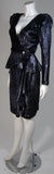 VICKY TIEL Navy Silk Metallic Skirt Suit Size 36