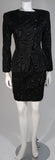 VICKY TIEL Black Silk Skirt Suit with Patterned Velvet Accents Size 38