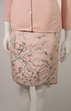OSCAR DE LA RENTA Pink Floral Skirt & Cardigan Set Size Large