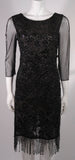 OSCAR DE LA RENTA Black Sequin Cocktail Dress Size 12
