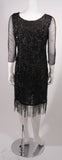 OSCAR DE LA RENTA Black Sequin Cocktail Dress Size 12