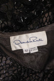OSCAR DE LA RENTA Black Sequin Cocktail Dress Size 12