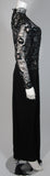 VICKY TIEL Black Sequin Lace Gown with Jersey Skirt Size Small
