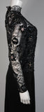 VICKY TIEL Black Sequin Lace Gown with Jersey Skirt Size Small