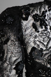 VICKY TIEL Black Sequin Lace Gown with Jersey Skirt Size Small