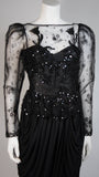 VICKY TIEL Black Lace and Jersey Gown Size 38