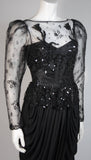 VICKY TIEL Black Lace and Jersey Gown Size 38