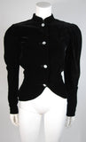 VICKY TIEL Black Velvet Skirt Suit with Rhinestone Buttons Size Small