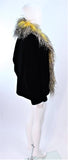 FRANK TAGNINO Black Velvet Coat w/ Yellow & White Feather Trim