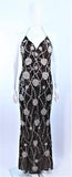 STEPHEN YEARIK Brown Sequin Rhinestone Floral Halter Gown Size 4