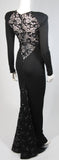 VICKY TIEL Black Jersey Gown with Sequin Lace Accents Size Small