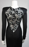 VICKY TIEL Black Jersey Gown with Sequin Lace Accents Size Small