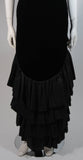 VICKY TIEL Black Velvet Gown with Tiered Silk Detail Size Small