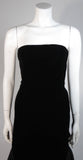 VICKY TIEL Black Velvet Gown with Tiered Silk Detail Size Small