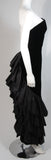 VICKY TIEL Black Velvet Gown with Tiered Silk Detail Size Small