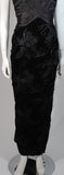 VICKY TIEL Black Gathered Gown with Velvet Skirt Size Small