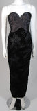 VICKY TIEL Black Gathered Gown with Velvet Skirt Size Small