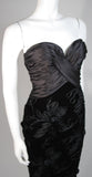 VICKY TIEL Black Gathered Gown with Velvet Skirt Size Small