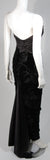 VICKY TIEL Black Gathered Gown with Velvet Skirt Size Small