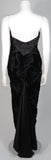 VICKY TIEL Black Gathered Gown with Velvet Skirt Size Small