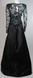 VICKY TIEL Black Embellished Lace Gown With Silk Skirt Size Small