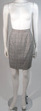 VICKY TIEL Black & White Plaid Skirt Suit with Lace Size 40