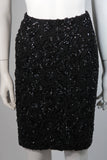 VICKY TIEL Black Beaded Skirt Suit Size 38