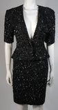 VICKY TIEL Black Beaded Skirt Suit Size 38