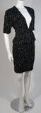 VICKY TIEL Black Beaded Skirt Suit Size 38