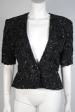 VICKY TIEL Black Beaded Skirt Suit Size 38
