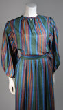 YVES SAINT LAURENT Silk Skirt and Blouse w/ Stripes Size 40