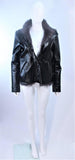 COSTUME NATIONAL Black Patent Leather Gray Goat Jacket Size 6-8