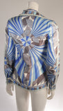 EMILIO PUCCI Navy Blue and Grey Button Down Shirt Size 10