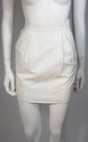 HERMES Khaki and White Safari Style Skirt Suit Size 2-4