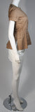 HERMES Khaki and White Safari Style Skirt Suit Size 2-4
