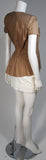 HERMES Khaki and White Safari Style Skirt Suit Size 2-4