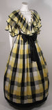 PAUL LOUIS ORRIER Ruffled Silk Yellow & Black Plaid Gown Size 10