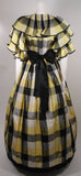PAUL LOUIS ORRIER Ruffled Silk Yellow & Black Plaid Gown Size 10