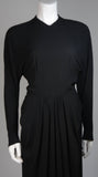 CEIL CHAPMAN Draped Black Silk Crepe Gown Size Small