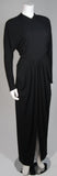CEIL CHAPMAN Draped Black Silk Crepe Gown Size Small
