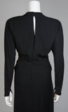 CEIL CHAPMAN Draped Black Silk Crepe Gown Size Small