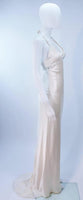 MONIQUE LHUILLIER White Halter Silk Wedding Gown Size 6-8