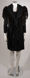 TRAVILLA Black Wool Suit w/ Mink Tail Jacket & Pencil Skirt Size 6-8