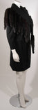 TRAVILLA Black Wool Suit w/ Mink Tail Jacket & Pencil Skirt Size 6-8