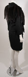 TRAVILLA Black Wool Suit w/ Mink Tail Jacket & Pencil Skirt Size 6-8