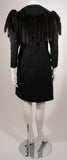 TRAVILLA Black Wool Suit w/ Mink Tail Jacket & Pencil Skirt Size 6-8