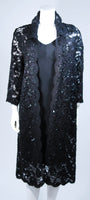 ELIZABETH MASON COUTURE Black Beaded Lace Evening Coat